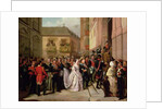 Isabella II of Spain and her husband Francisco de Assisi visiting the Church of Santa Maria by Ramon Soldevila Trepat
