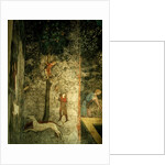 Hunting dogs and men climbing a tree by Matteo Giovanetti