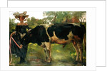 The painter Charlotte Berend with a bull, 1902 by Lovis Corinth