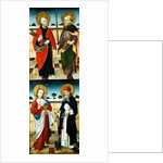 Reverse of a panel from an altarpiece depicting scenes from the Passion and saints by Master of the Luneburg Footwashers