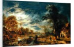 Moonlit Landscape with a Village by Aert van der Neer