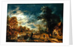 Moonlit Landscape with a Village by Aert van der Neer