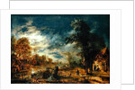 Moonlit Landscape with a Village by Aert van der Neer