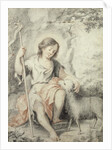 The Young John the Baptist with the Lamb in a Rocky Landscape by Bartolome Esteban Murillo