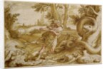 Cadmus about to attack a Dragon by Hendrik Goltzius