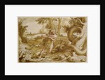 Cadmus about to attack a Dragon by Hendrik Goltzius