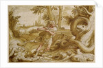 Cadmus about to attack a Dragon by Hendrik Goltzius