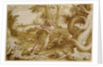 Cadmus about to attack a Dragon by Hendrik Goltzius