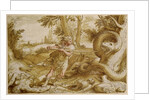 Cadmus about to attack a Dragon by Hendrik Goltzius