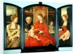 The Holy Family with St. Catherine and St. Barbara, triptych by Master of the Holy Blood