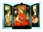 The Holy Family with St. Catherine and St. Barbara, triptych by Master of the Holy Blood