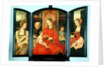 The Holy Family with St. Catherine and St. Barbara, triptych by Master of the Holy Blood