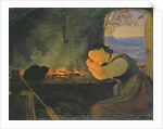Girl Sleeping by the Fire, 1843 by Rudolph Friedrich Wasmann