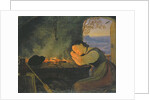 Girl Sleeping by the Fire, 1843 by Rudolph Friedrich Wasmann