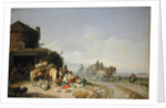 Travellers Before a Roadside Inn by Heinrich Burkel
