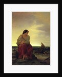 Fisherman's Wife Mourning on the Beach by Julius Muhr