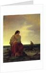 Fisherman's Wife Mourning on the Beach by Julius Muhr