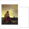 Fisherman's Wife Mourning on the Beach by Julius Muhr