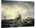 The Entrance to the Harbour at Hellevoetsluys, 1850 by Andreas Achenbach