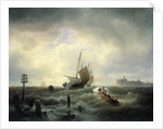 The Entrance to the Harbour at Hellevoetsluys, 1850 by Andreas Achenbach
