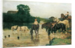 Bathing Horses after Work, 1884 by William Frank Calderon