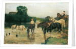 Bathing Horses after Work, 1884 by William Frank Calderon