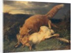 Fox and Hare, 1866 by Johann Baptist Hofner