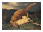 Fox and Hare, 1866 by Johann Baptist Hofner