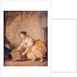 A Young Girl Lifting a Chest by Jean Baptiste Greuze