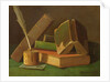 Still life with books and ink well by William Michael Harnett