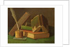 Still life with books and ink well by William Michael Harnett