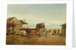 California Stagecoach Halt, 1875 by William Hahn