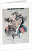 Charles Dickens astride the English Channel, cover illustration from 'L'Eclipse', 14th June 1868 by Andre Gill