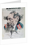 Charles Dickens astride the English Channel, cover illustration from 'L'Eclipse', 14th June 1868 by Andre Gill