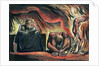 Jerusalem The Emanation of the Giant Albion; plate 51 Vala, Hyle and Skofeld, showing the crowned Vala crouched in despair with two of her acolytes: Hyle and Scofeld, c.1804-20 by William Blake