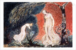 Book of Thel; the Lily bowing before Thel, before going off 'to mind her numerous charge among the verdant grass', 1789 by William Blake