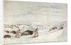Hunting buffalo on snow-shoes by George Catlin