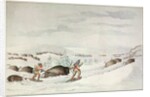 Hunting buffalo on snow-shoes by George Catlin