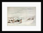 Hunting buffalo on snow-shoes by George Catlin
