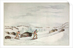 Hunting buffalo on snow-shoes by George Catlin