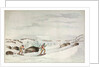 Hunting buffalo on snow-shoes by George Catlin