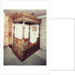 Painted four poster bed with Ionic capitals supported by figures of Adam, Eve, Cain and Abel, 1541 by Anonymous