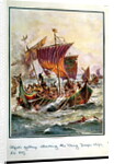 Alfred's galleys attacking the Viking Dragon ships, 897 AD by Henry A. Payne