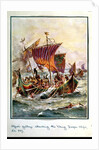 Alfred's galleys attacking the Viking Dragon ships, 897 AD by Henry A. Payne