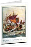 Alfred's galleys attacking the Viking Dragon ships, 897 AD by Henry A. Payne