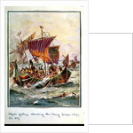 Alfred's galleys attacking the Viking Dragon ships, 897 AD by Henry A. Payne
