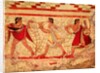Etruscan musicians, copy of a 5th century BC fresco in the Tomb of the Leopard at Tarquinia by Etruscan Etruscan