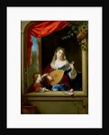 Elegant Lady Playing the Lute at a Window by Philip van Dyck