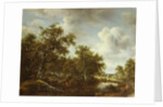 A Wooded Landscape with an Angler by a Pond, 1664 by Meindert Hobbema