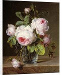 Roses in a Glass Vase on a Ledge by Cornelis van Spaendonck